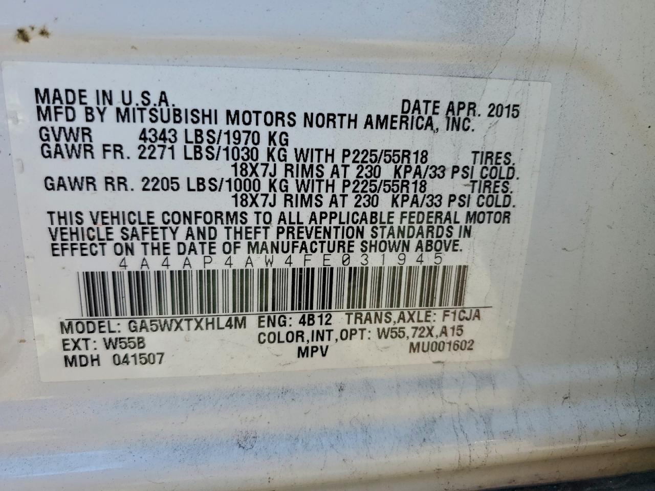 2015 MITSUBISHI OUTLANDER SPORT SE photo 14