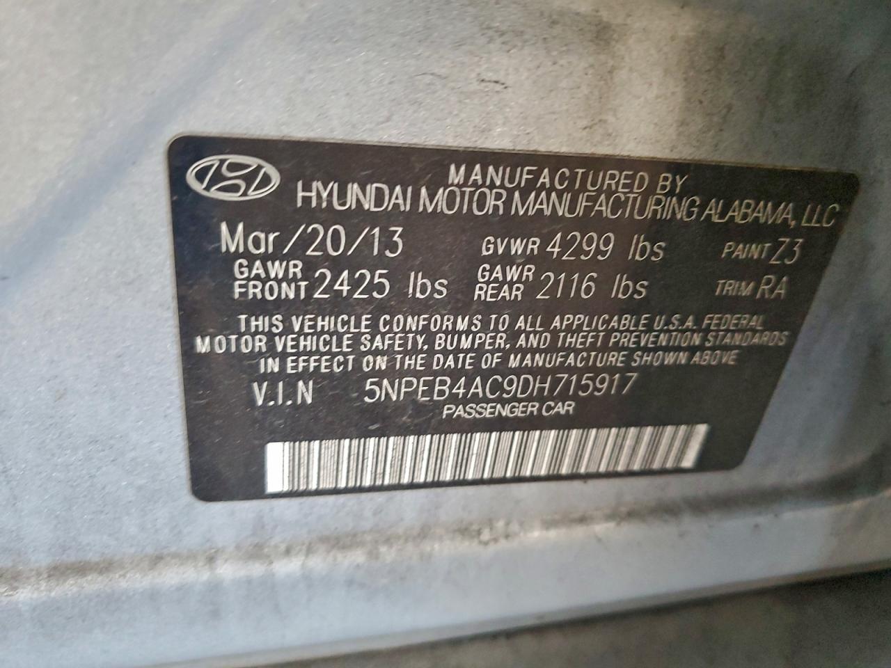 2013 HYUNDAI SONATA GLS photo 13