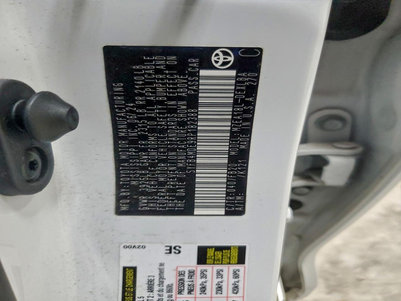2024 TOYOTA COROLLA LE photo 12