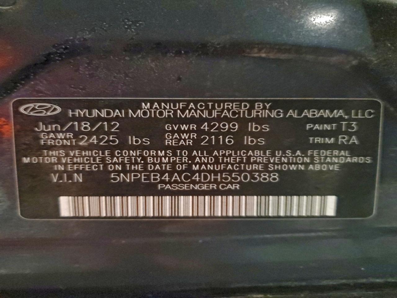 2013 HYUNDAI SONATA GLS photo 12