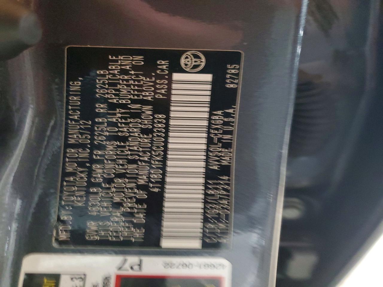 2012 TOYOTA CAMRY HYBRID photo 12