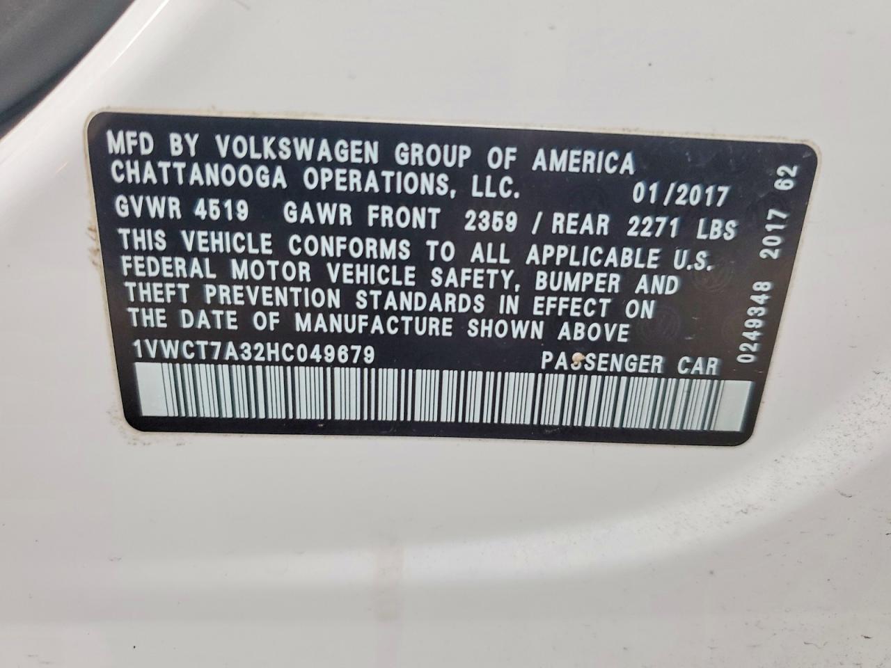 2017 VOLKSWAGEN PASSAT SEL PREMIUM photo 12