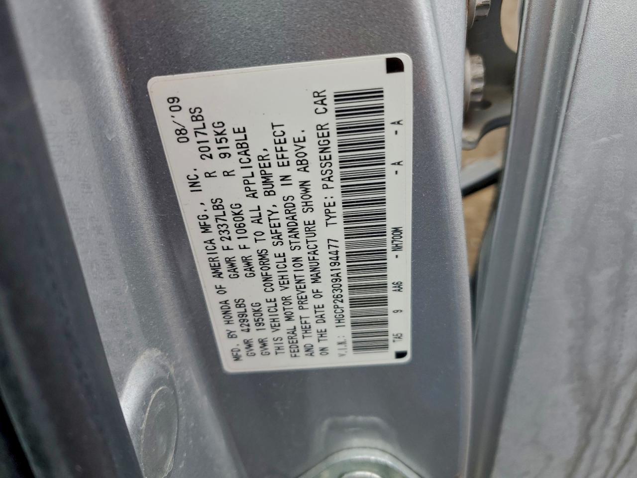 2009 HONDA ACCORD LX photo 34