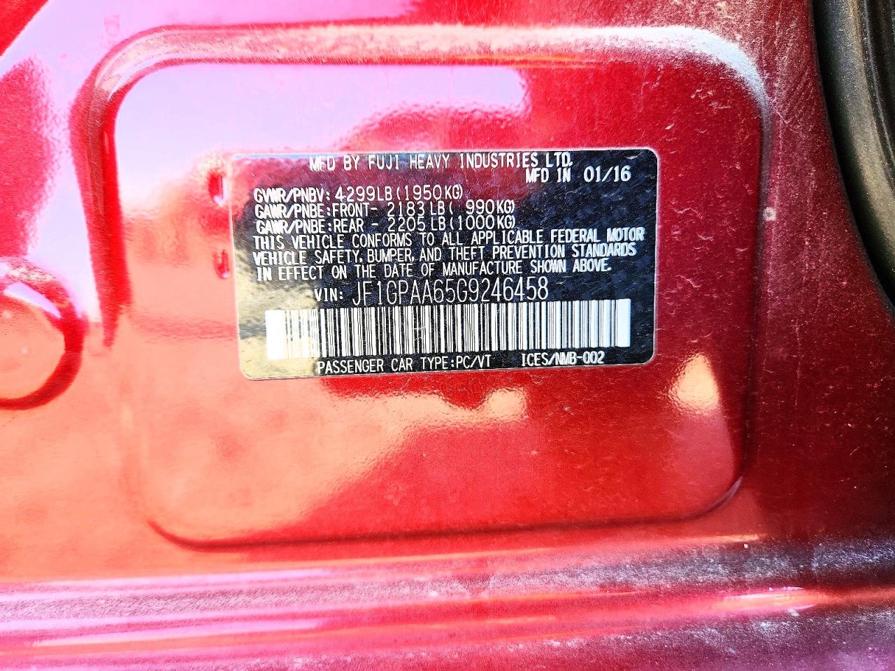 2016 SUBARU IMPREZA photo 12