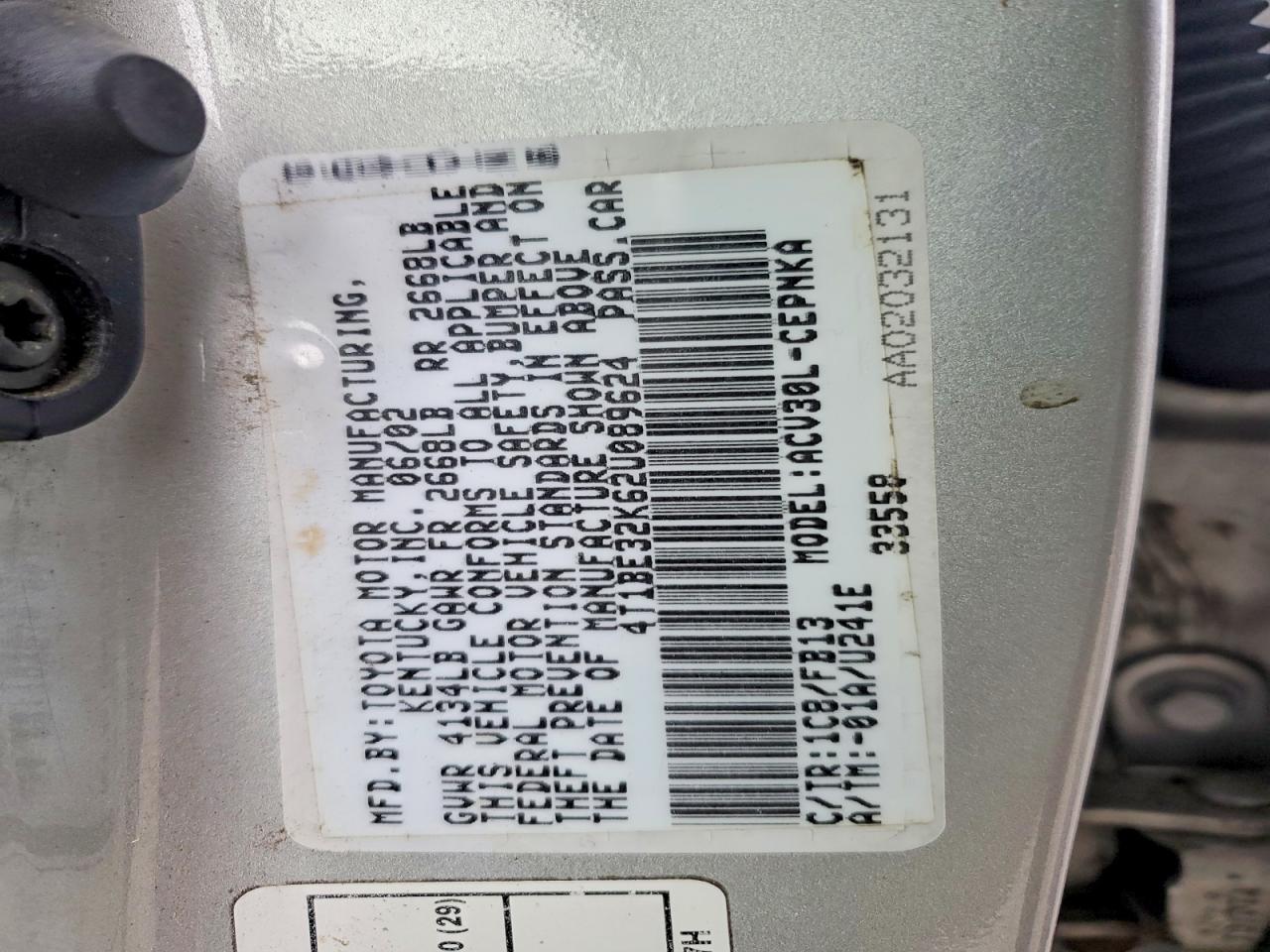 2002 TOYOTA CAMRY LE photo 12