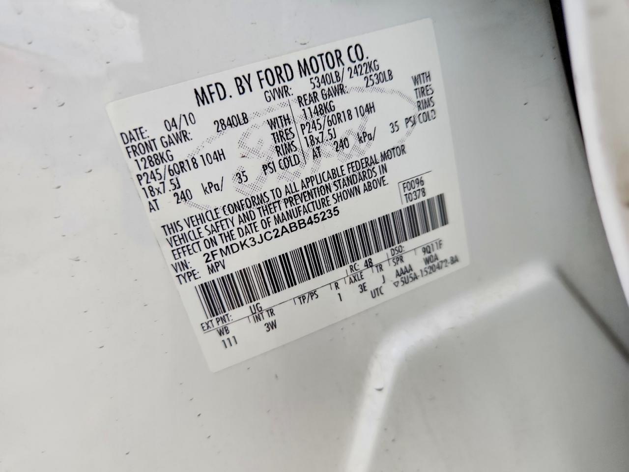 2010 FORD EDGE SEL photo 13