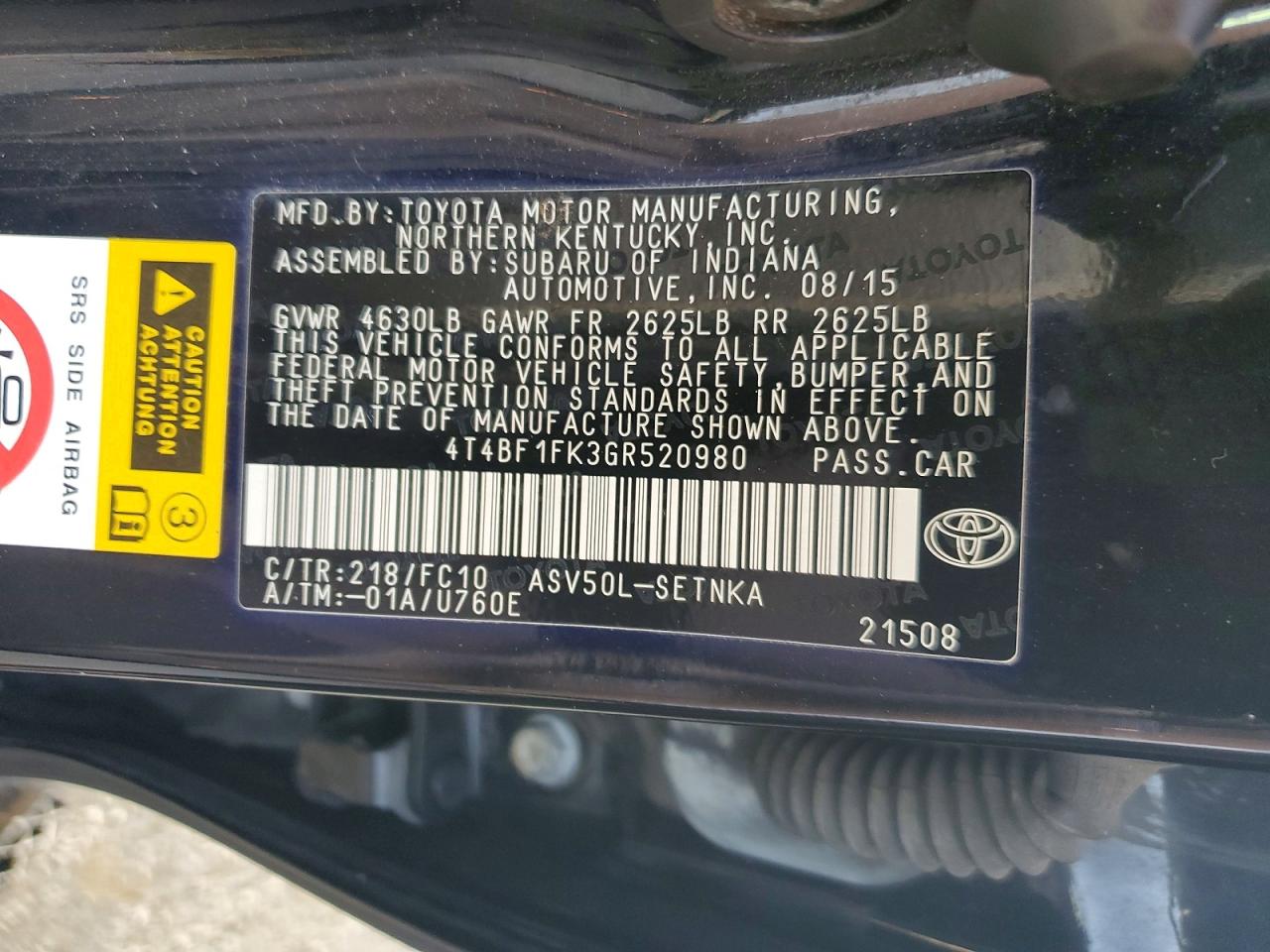 2016 TOYOTA CAMRY LE photo 12