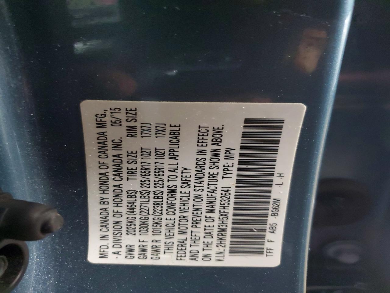 2015 HONDA CR-V EX photo 12