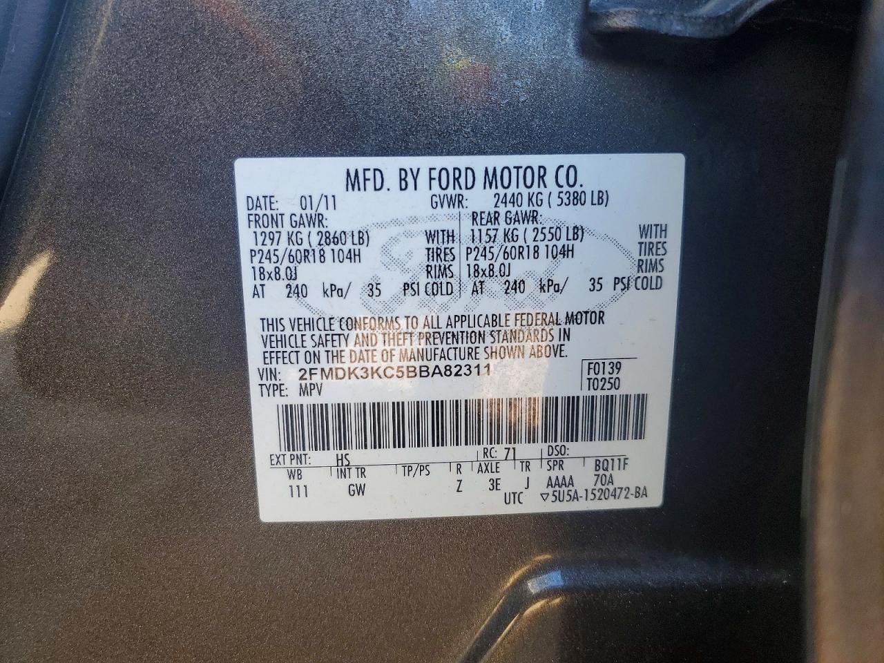 2011 FORD EDGE LIMITED photo 13