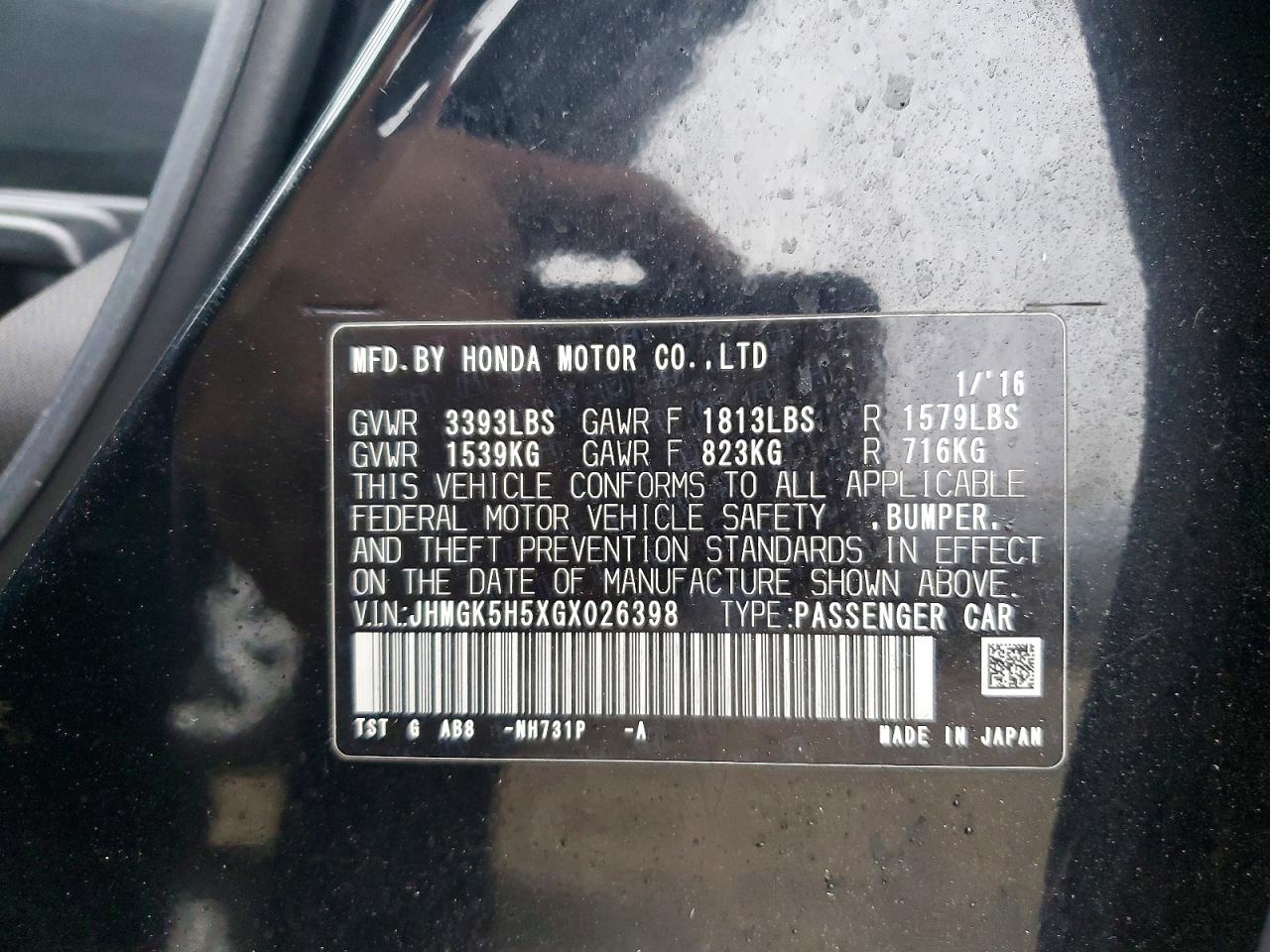 2016 HONDA FIT LX photo 13