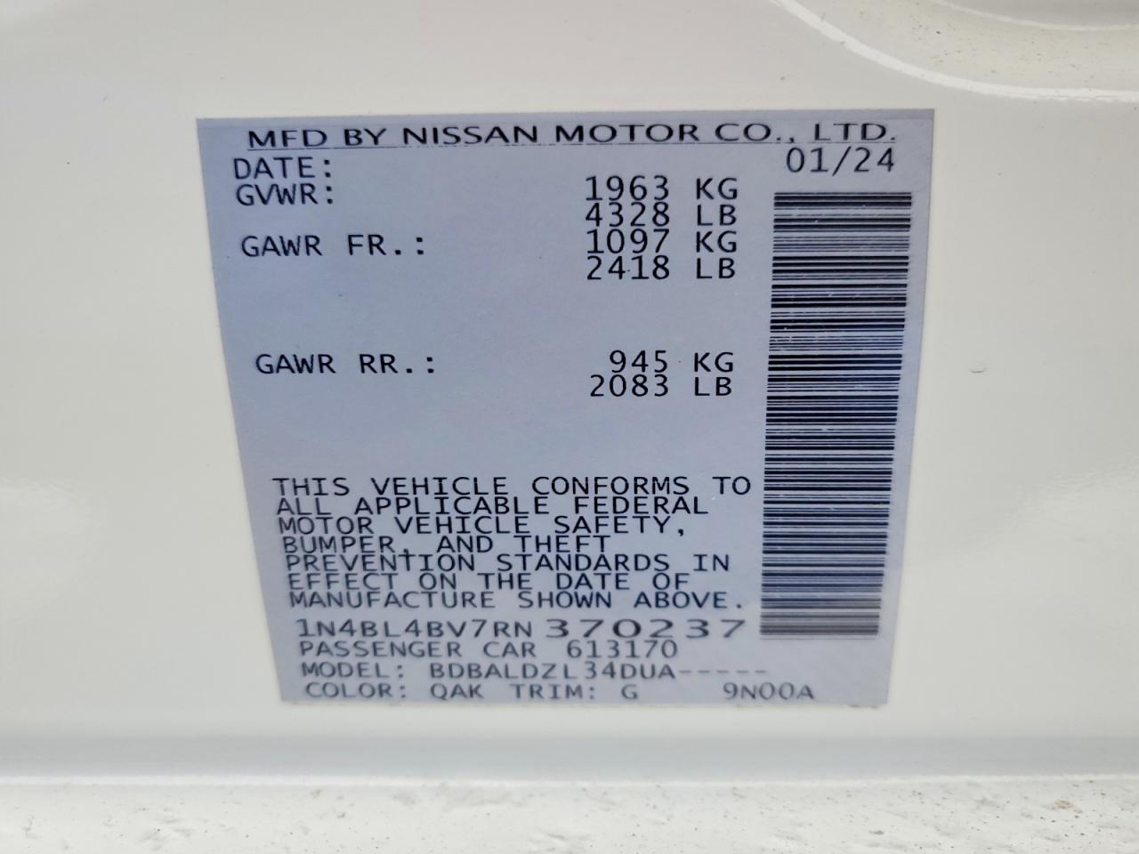 2024 NISSAN ALTIMA S photo 12