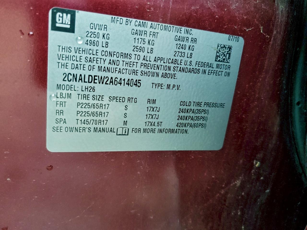 2010 CHEVROLET EQUINOX LT photo 12