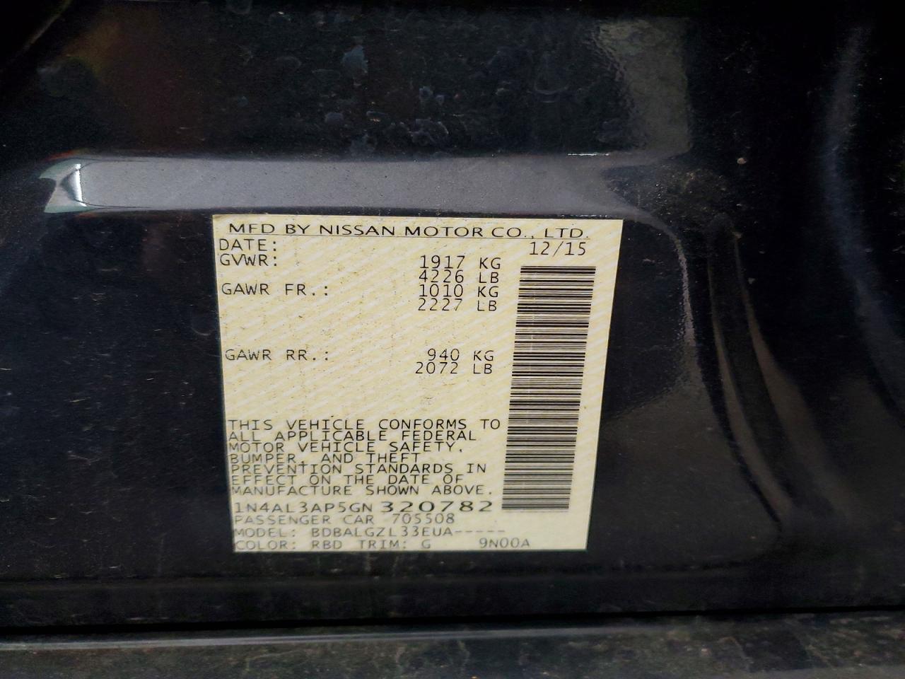 2016 NISSAN ALTIMA 2.5 photo 13