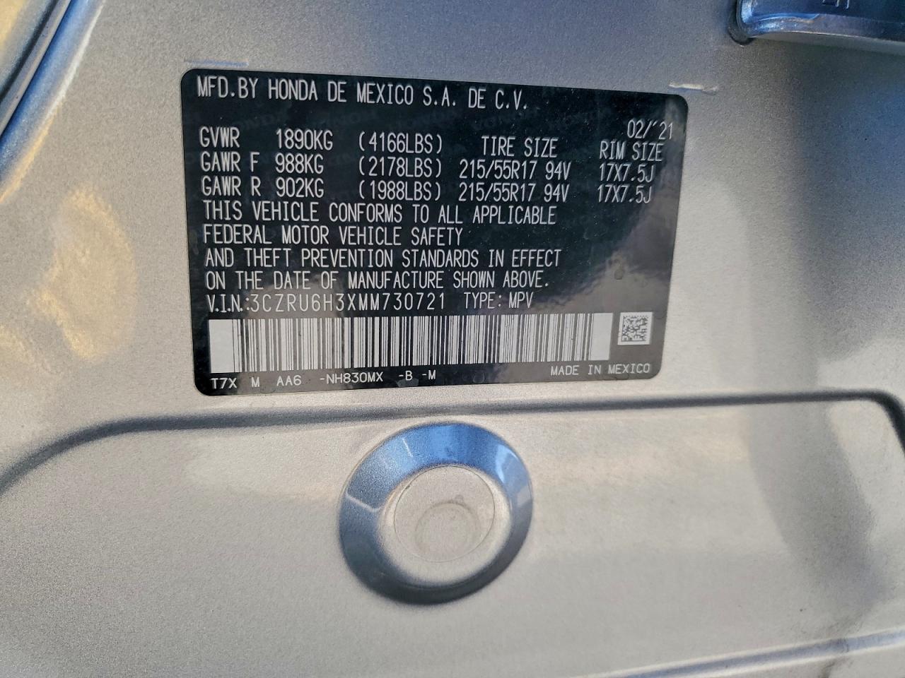 2021 HONDA HR-V LX photo 13