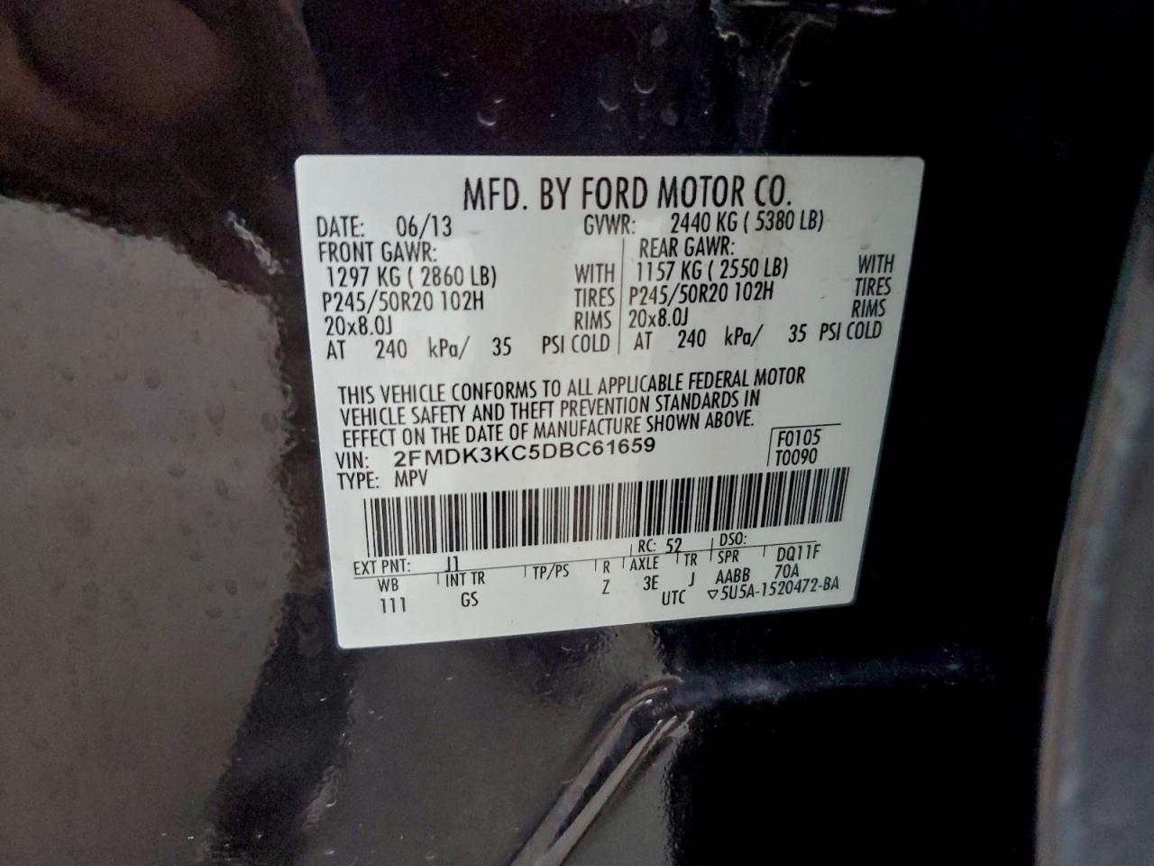 2013 FORD EDGE LIMITED photo 13