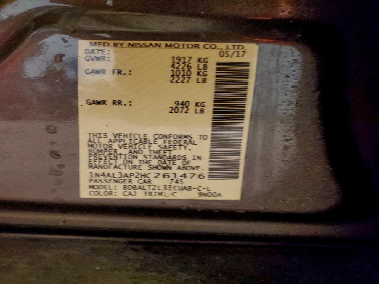 2017 NISSAN ALTIMA 2.5 photo 12
