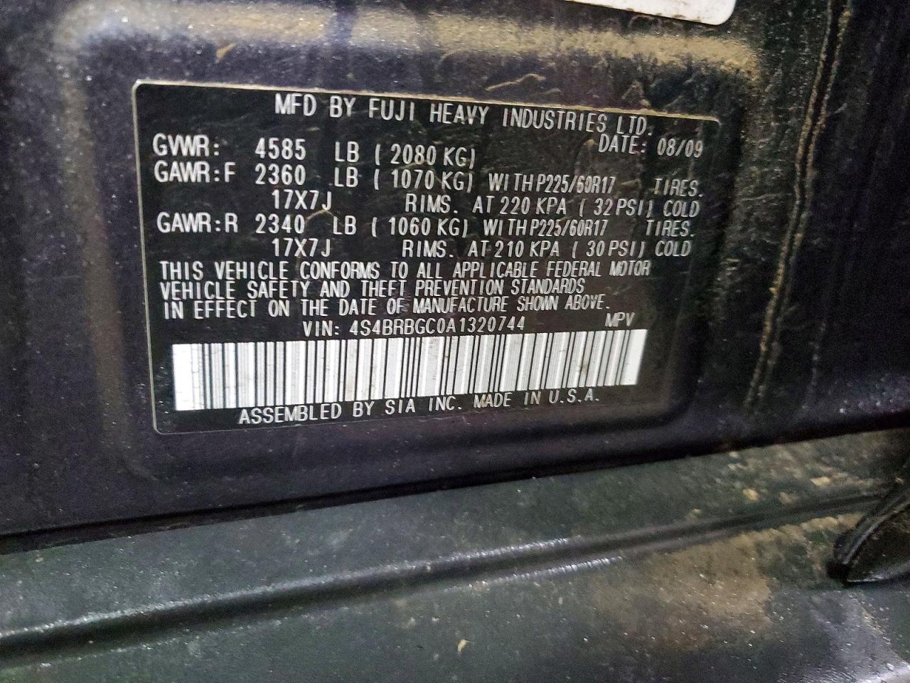 2010 SUBARU OUTBACK 2.5I PREMIUM photo 12