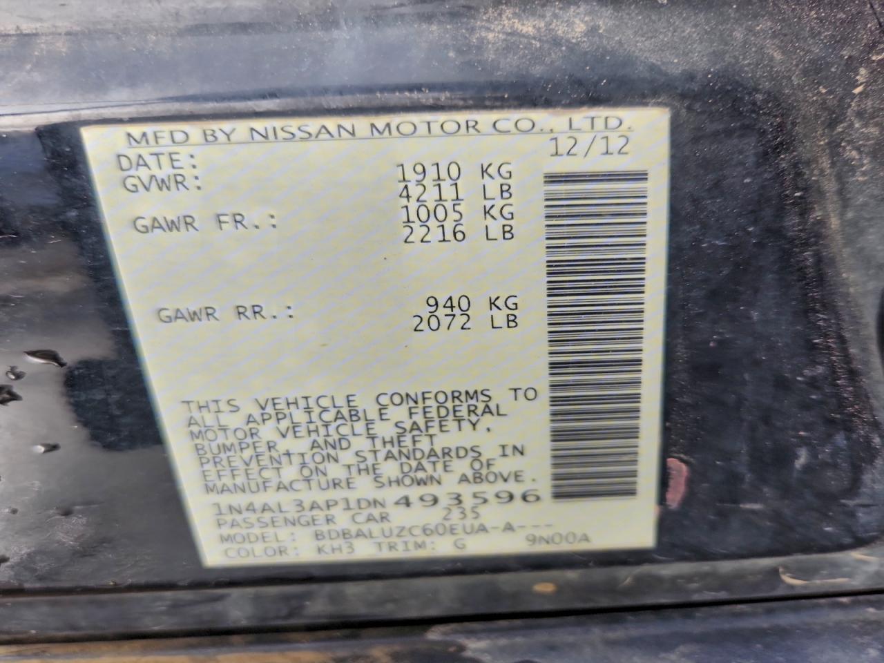 2013 NISSAN ALTIMA 2.5 photo 12