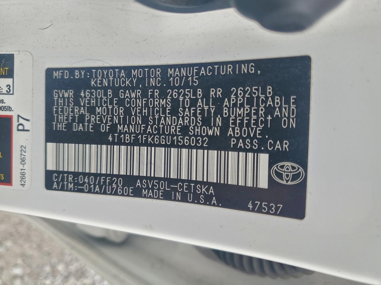 2016 TOYOTA CAMRY LE photo 23