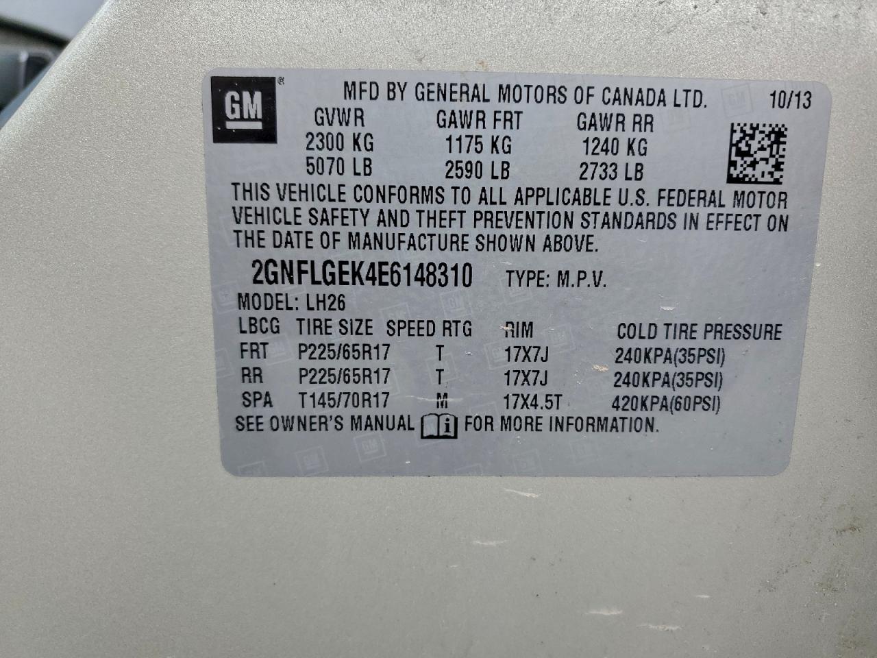 2014 CHEVROLET EQUINOX LT photo 12