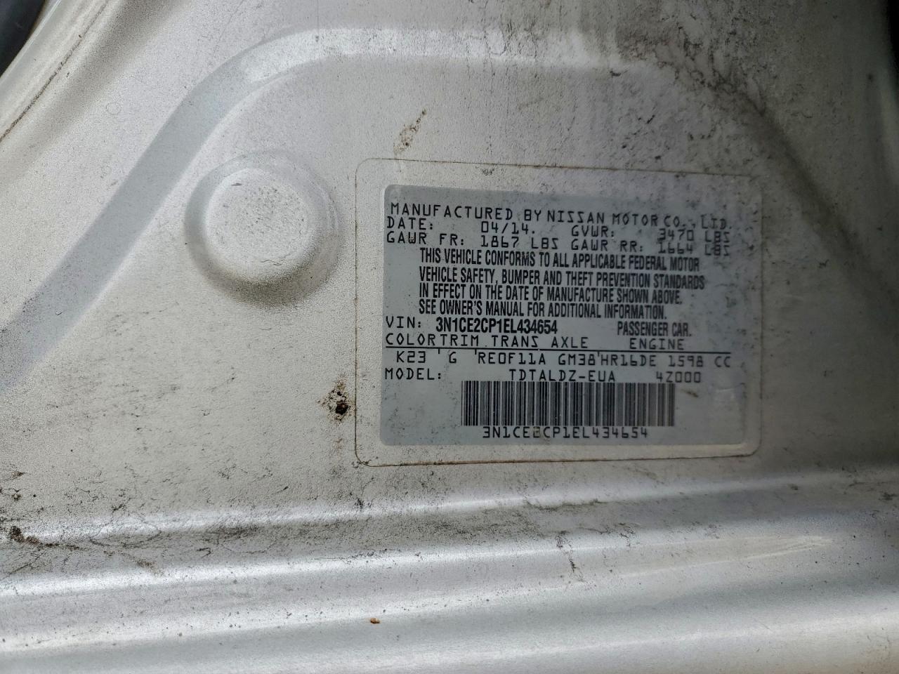 2014 NISSAN VERSA NOTE S photo 14