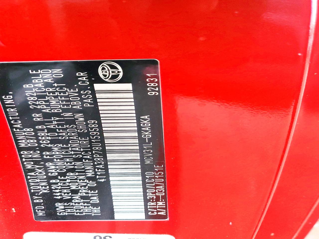 2008 TOYOTA CAMRY SOLARA SE photo 12