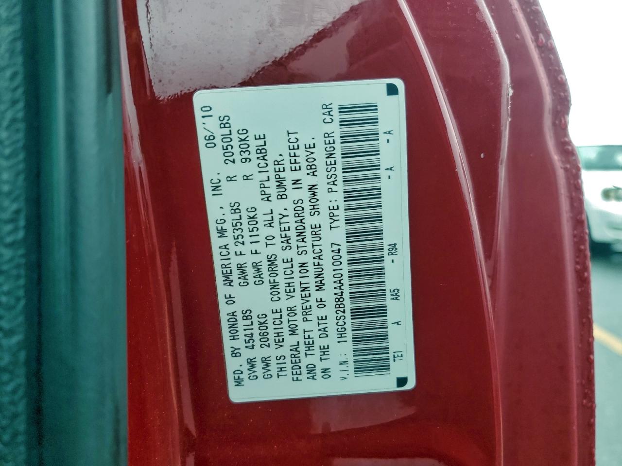 2010 HONDA ACCORD EXL photo 12