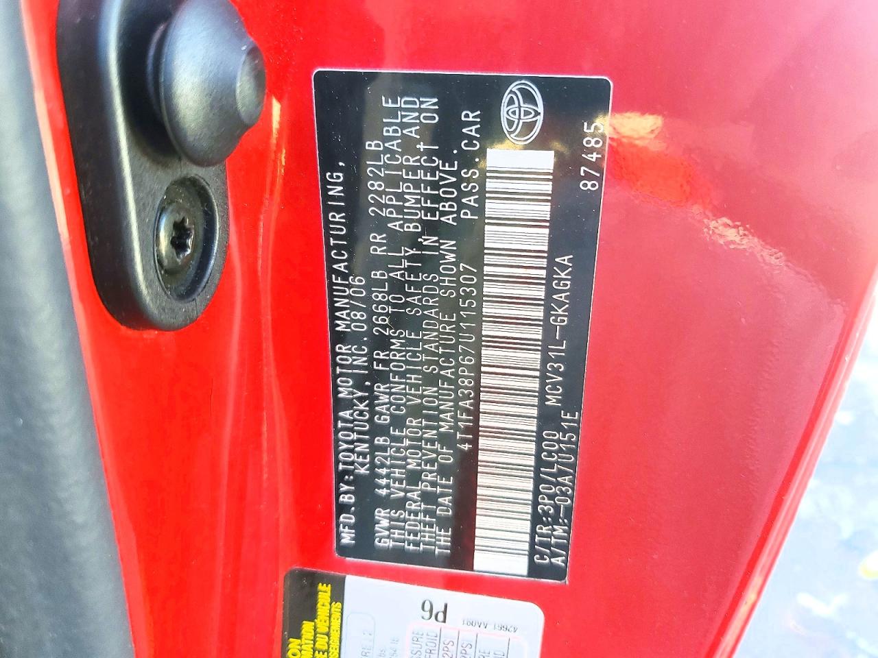 2007 TOYOTA CAMRY SOLARA SE photo 13