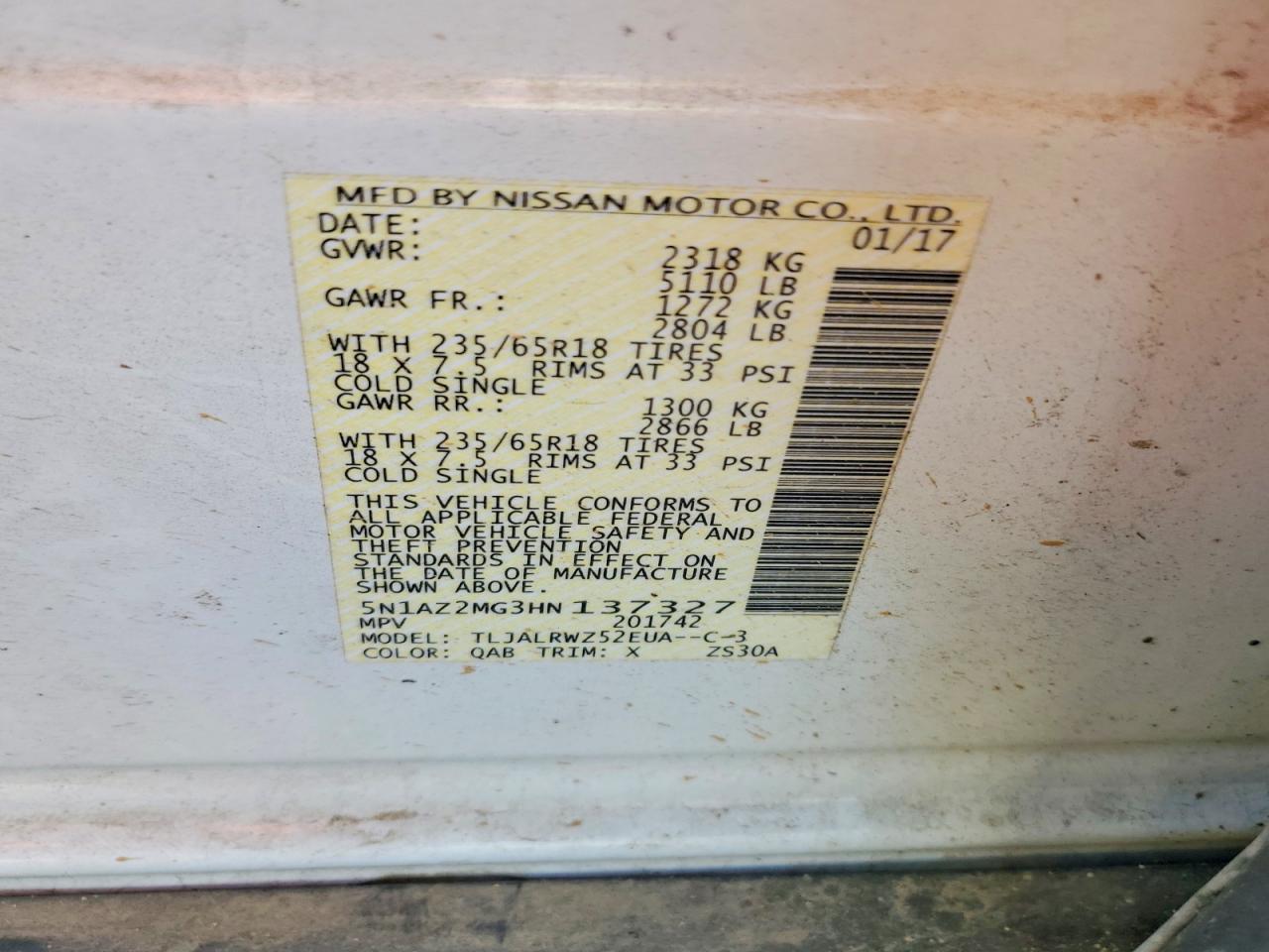 2017 NISSAN MURANO S photo 13