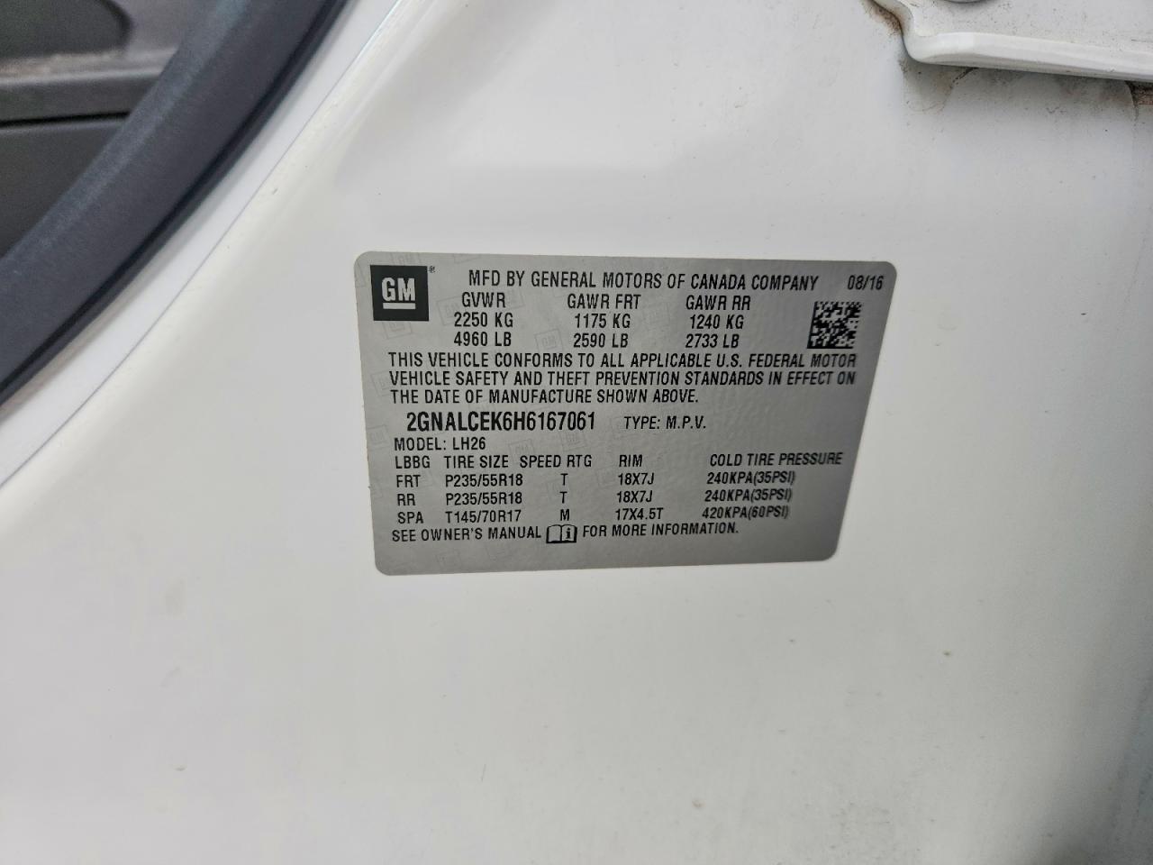 2017 CHEVROLET EQUINOX LT photo 12
