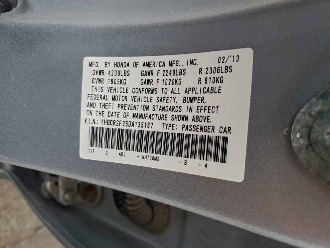 2013 HONDA ACCORD LX photo 12