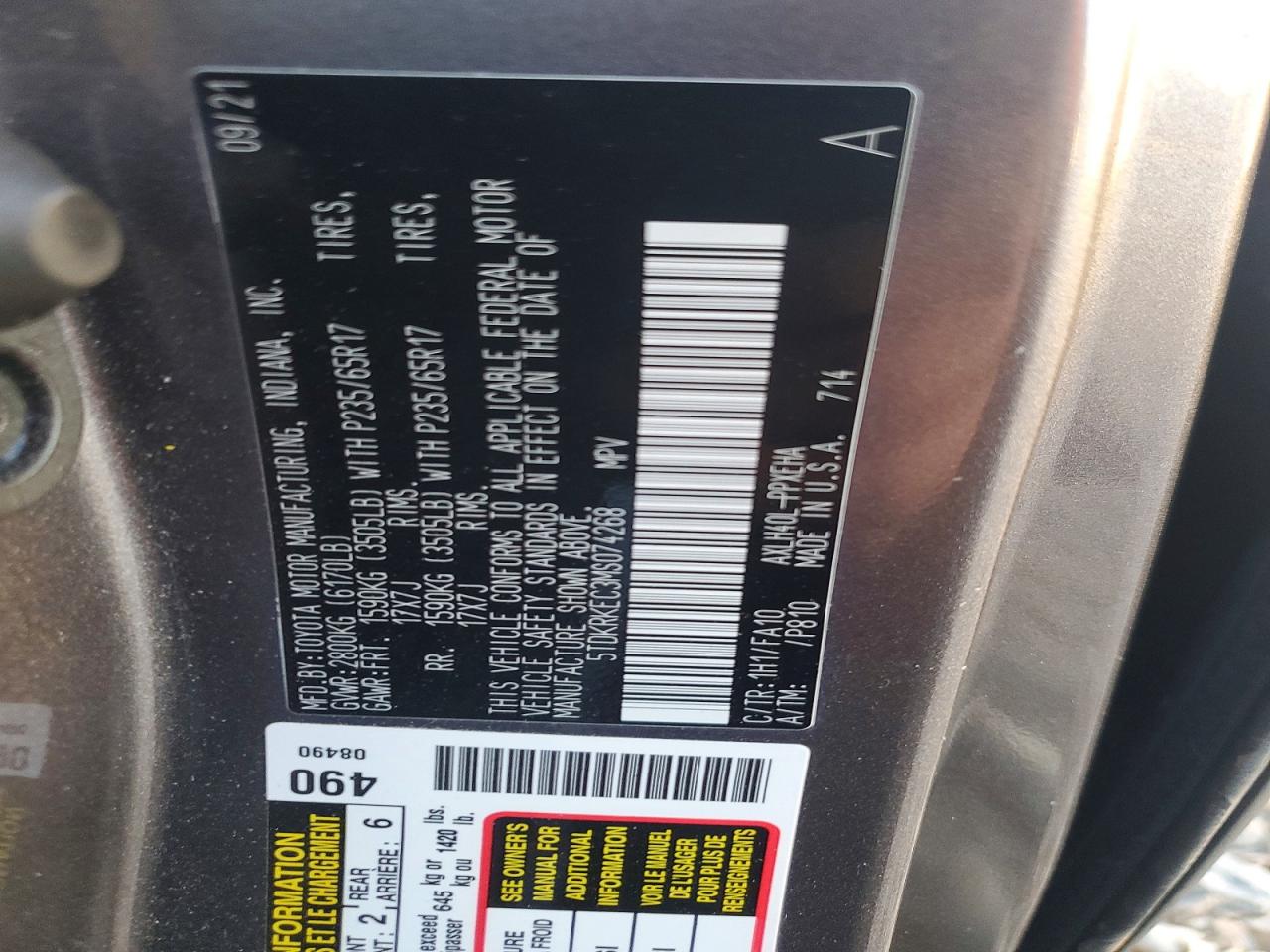 2021 TOYOTA SIENNA LE photo 14
