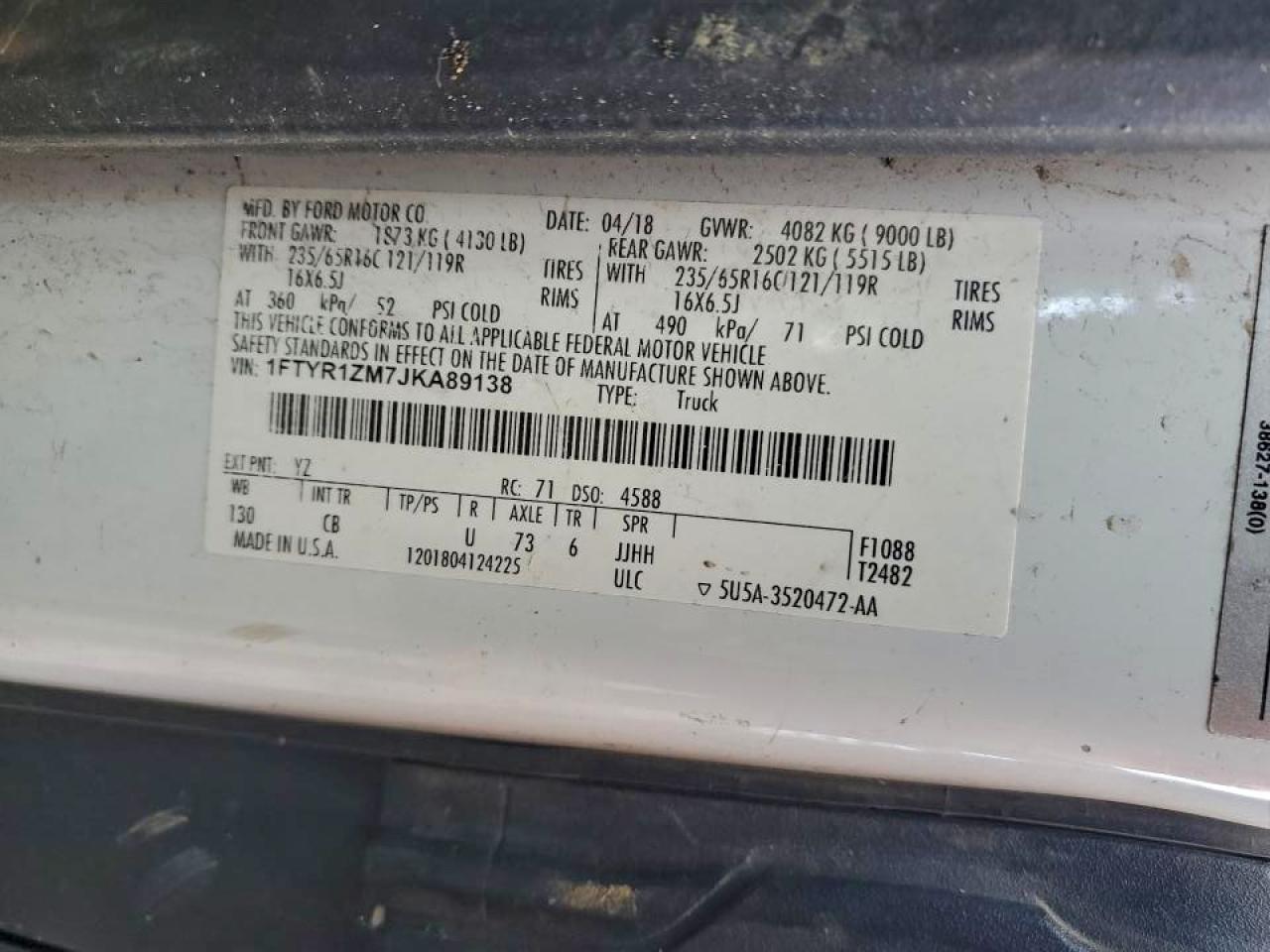 2018 FORD TRANSIT T-250 photo 14