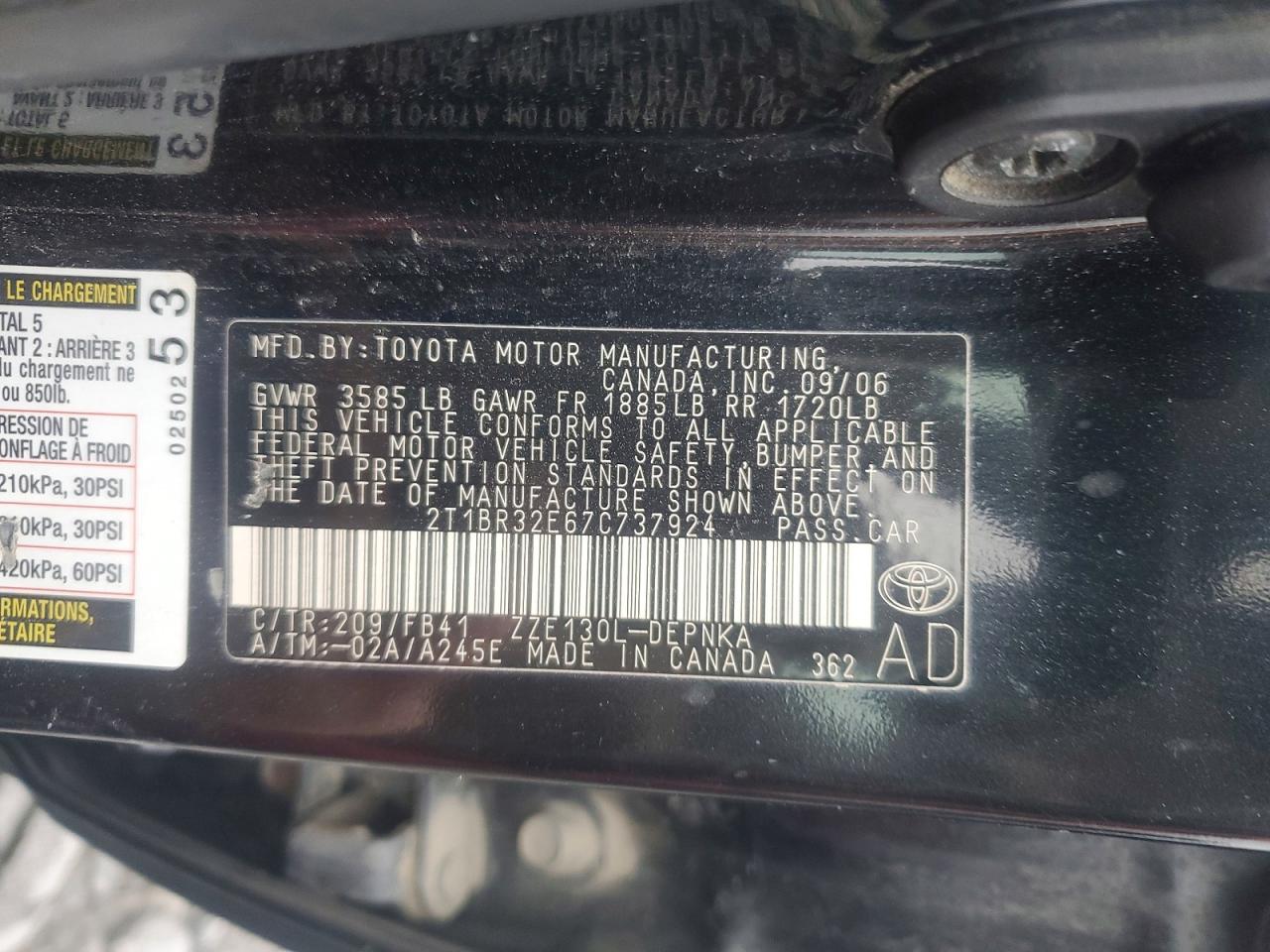 2007 TOYOTA COROLLA CE photo 12