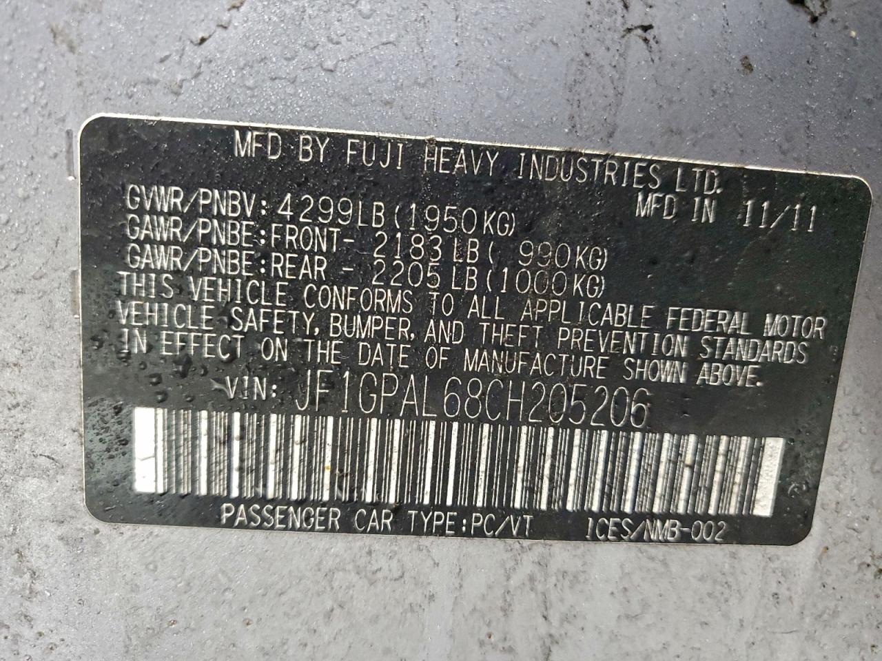 2012 SUBARU IMPREZA SPORT PREMIUM photo 12