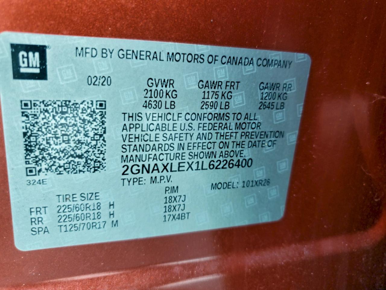 2020 CHEVROLET EQUINOX LT photo 14