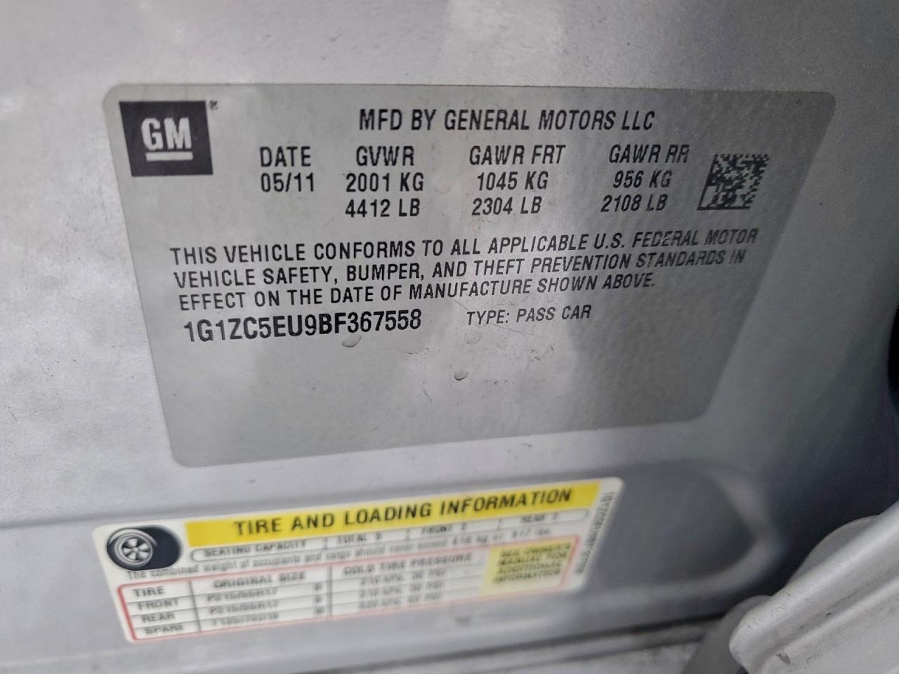 2011 CHEVROLET MALIBU 1LT photo 12