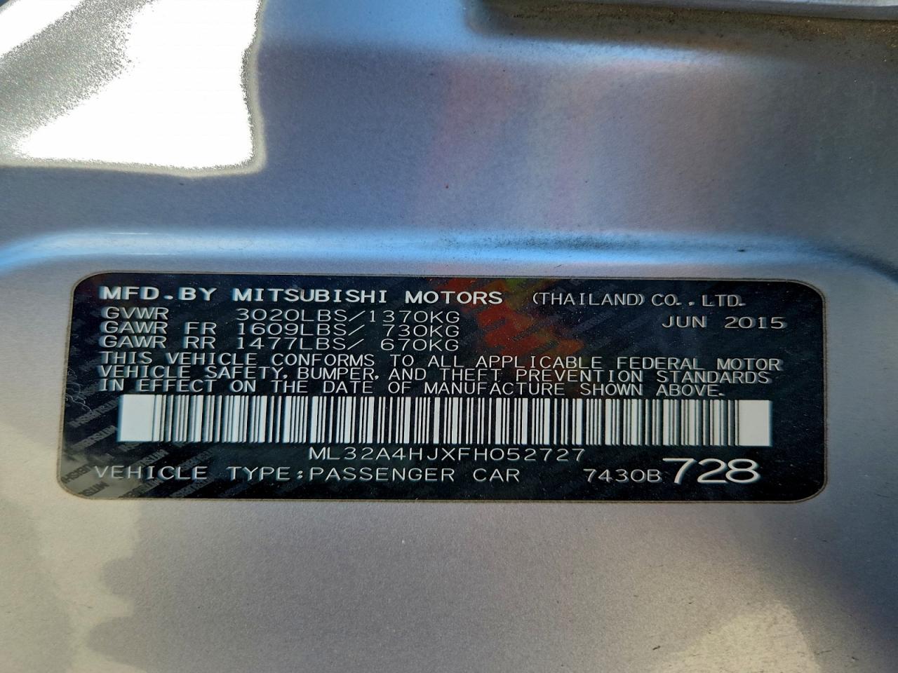 2015 MITSUBISHI MIRAGE ES photo 12