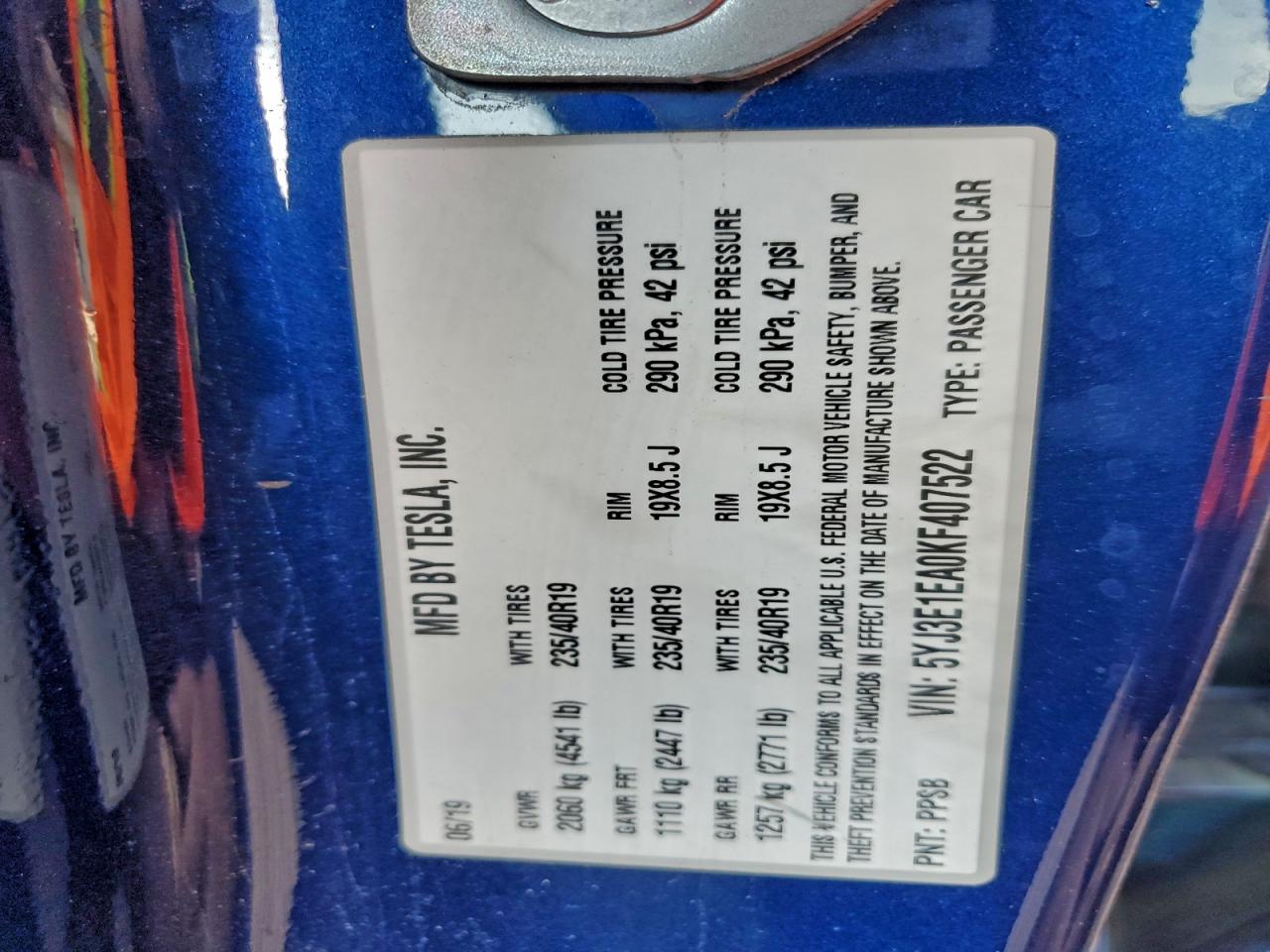 2019 TESLA MODEL 3 photo 12