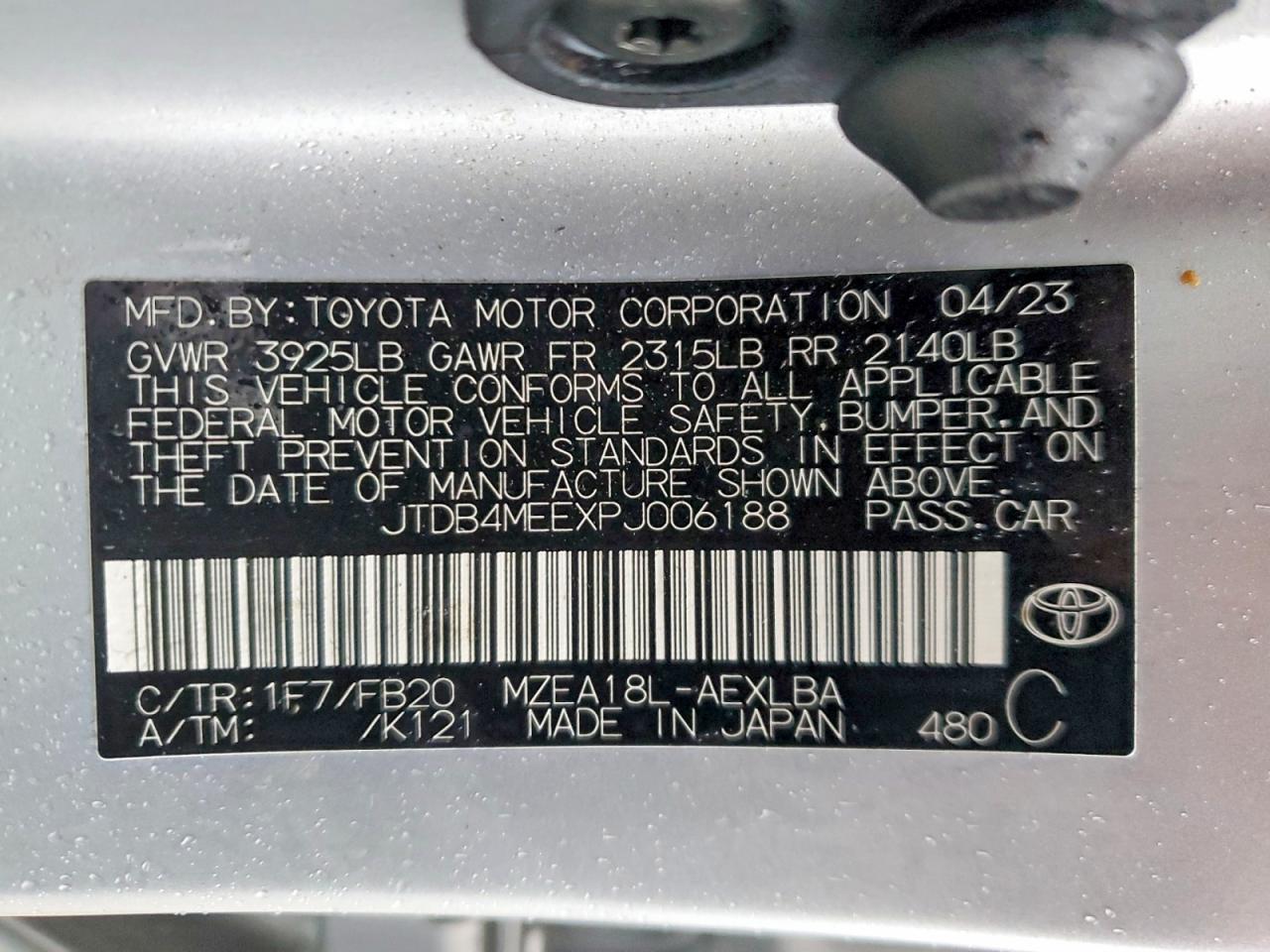 2023 TOYOTA COROLLA LE photo 13