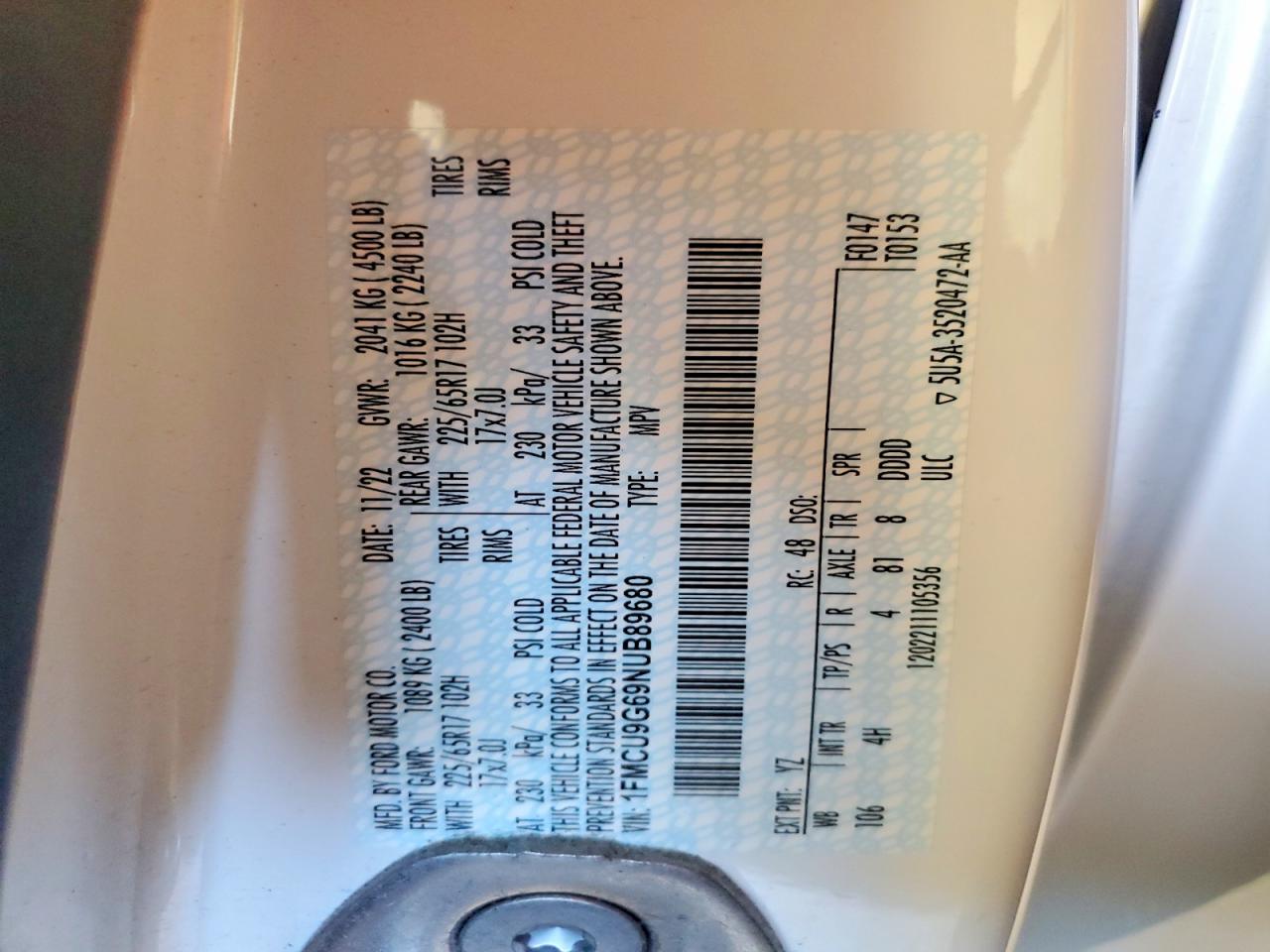2022 FORD ESCAPE SE photo 13