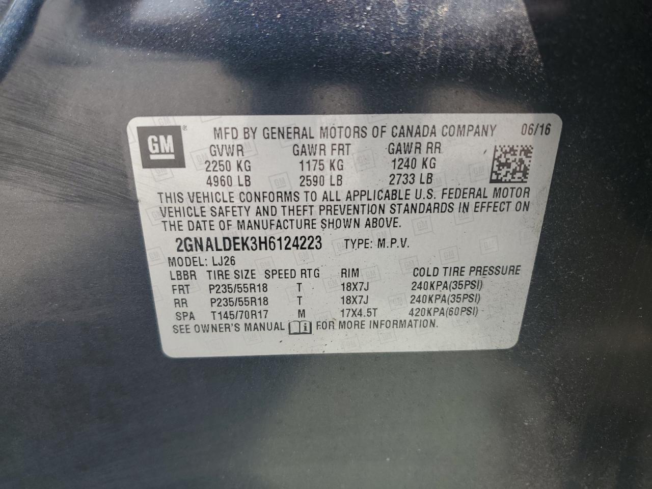 2017 CHEVROLET EQUINOX PREMIER photo 13
