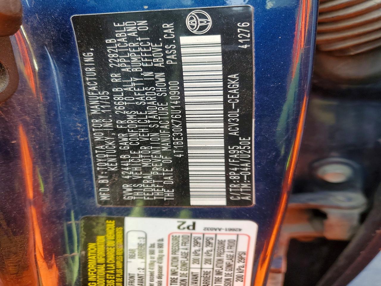 2006 TOYOTA CAMRY photo 13