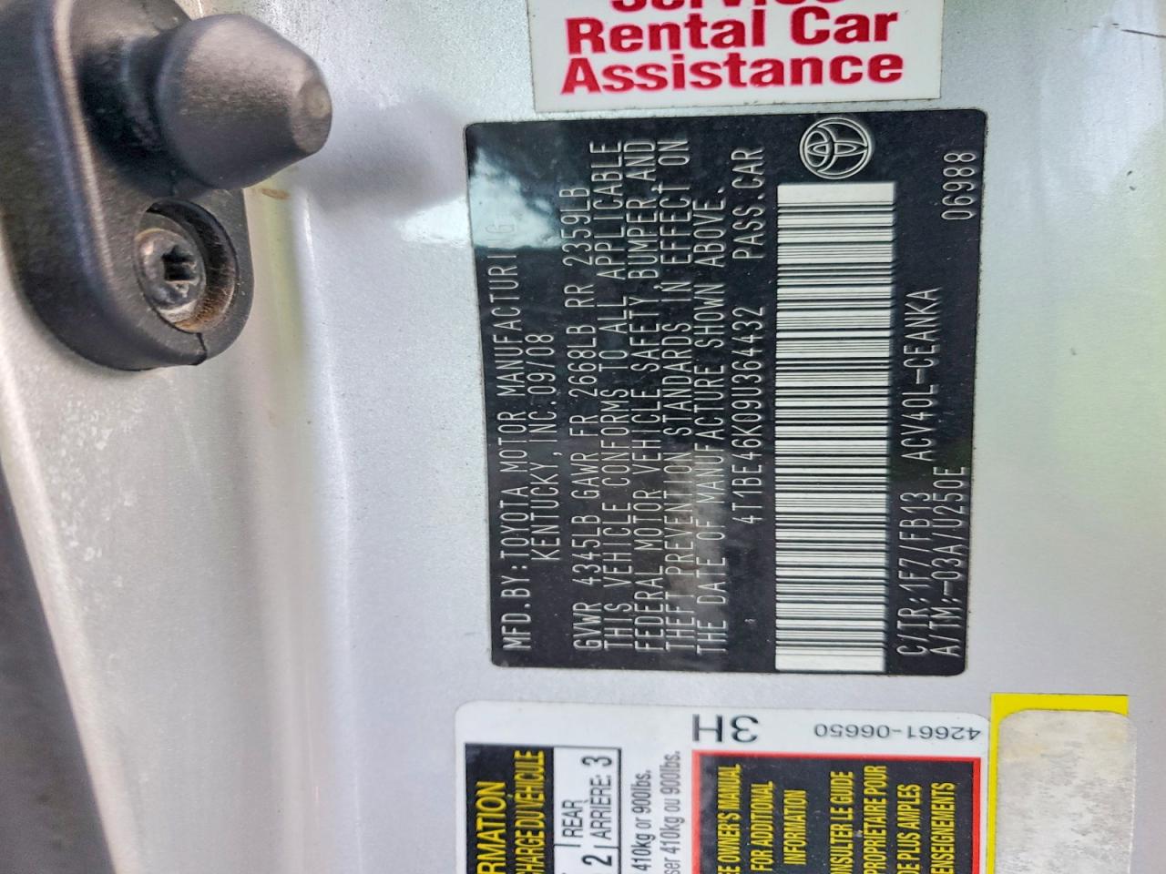 2009 TOYOTA CAMRY BASE photo 12