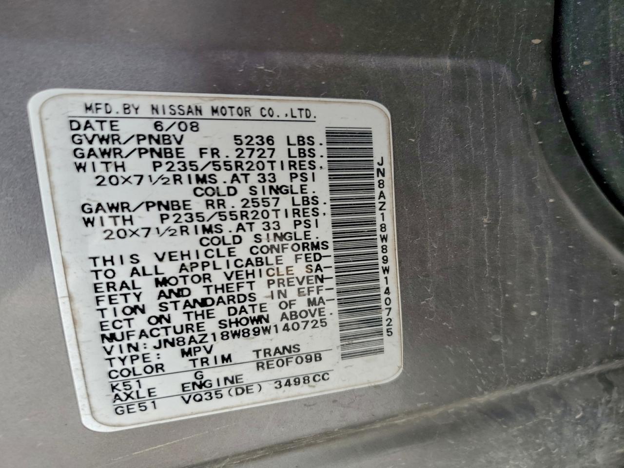 2009 NISSAN MURANO S photo 12