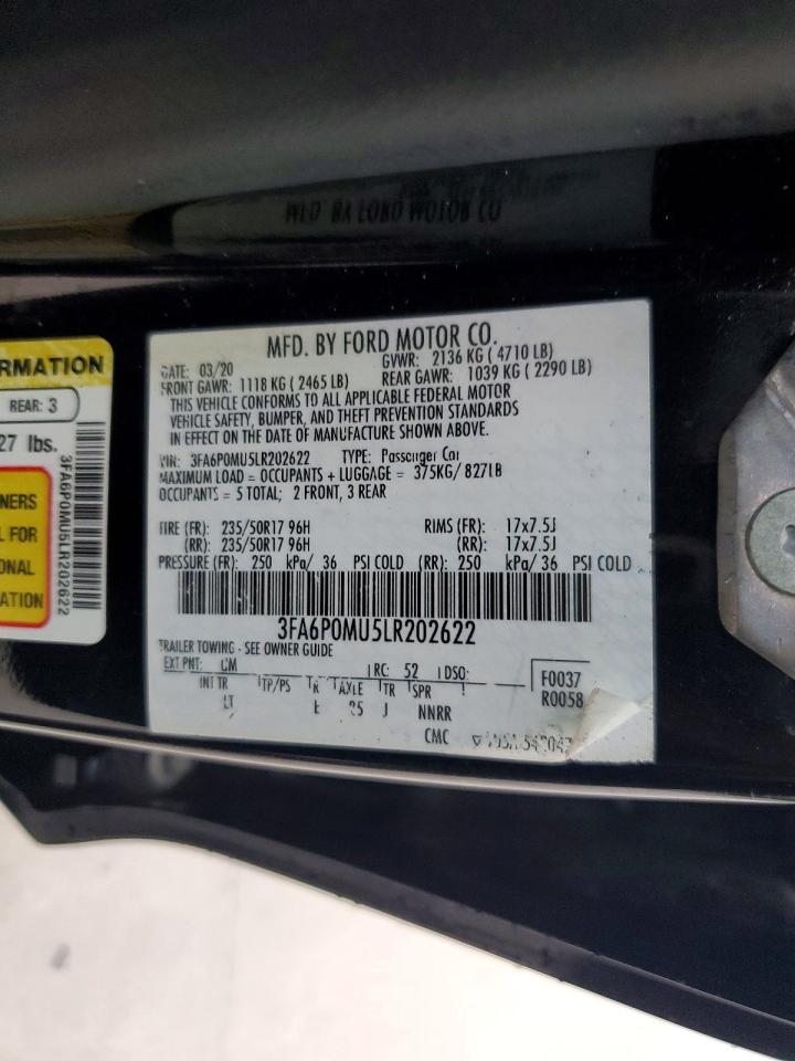2020 FORD FUSION SEL photo 12