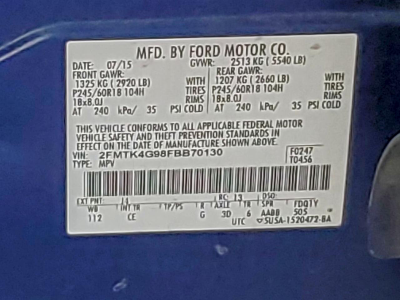2015 FORD EDGE SE photo 12