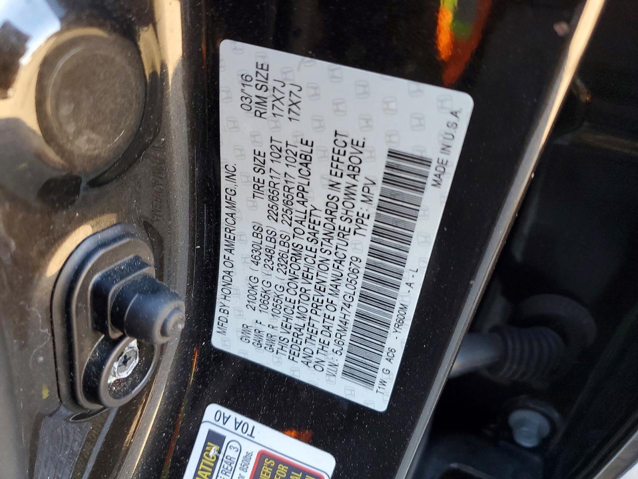 2016 HONDA CR-V EXL photo 13