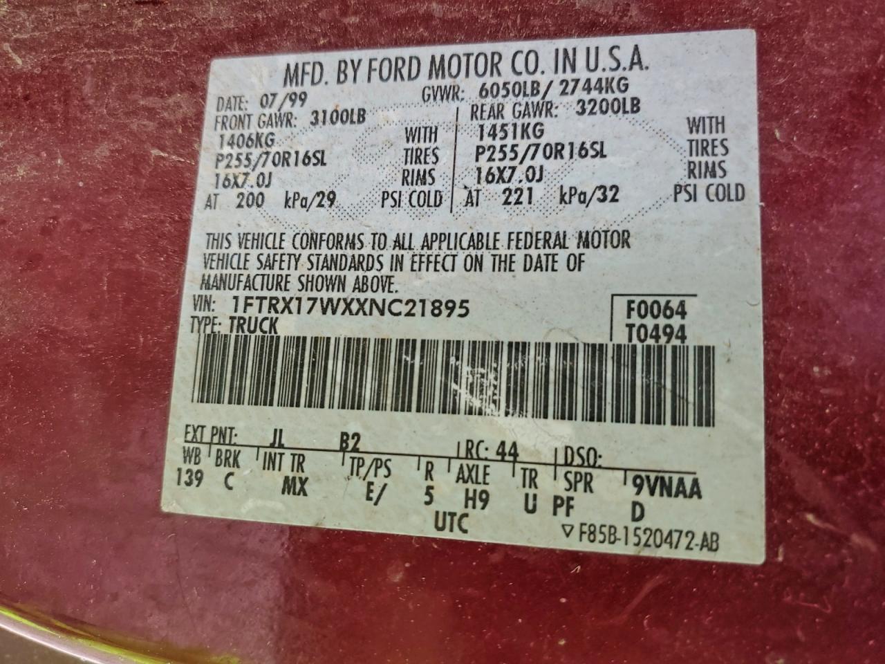 1999 FORD F150 photo 12