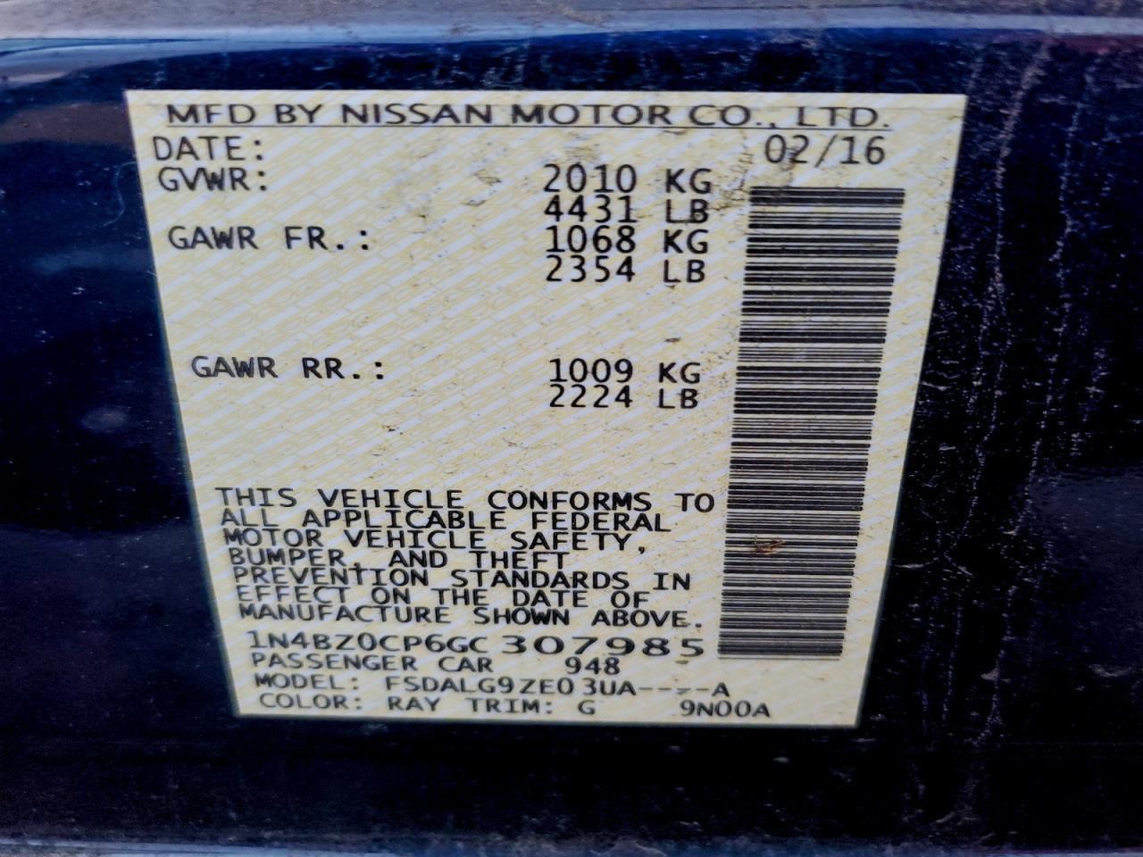 2016 NISSAN LEAF SV photo 14